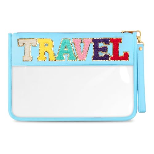 HANAMO Durchsichtige Chenille-Tasche aus Chenille, Kosmetiktasche, Reißverschluss, Make-up-Tasche, Reisetasche, für Damen und Mädchen, Blau-Reise, Medium, Transparente Tasche HANAMO Durchsichtige Chenille-Tasche aus Chenille, Kosmetiktasche, Reißverschluss, Make-up-Tasche, Reisetasche, für Damen und Mädchen, Blau-Reise, Medium, Transparente Tasche von HANAMO