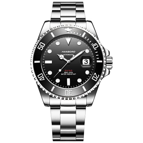 Automatische mechanische Uhren für Herren Pro Diver Keramik Lünette Edelstahl Armbanduhr 1303, 1303-schwarz, Taucher, mechanisch Automatische mechanische Uhren für Herren Pro Diver Keramik Lünette Edelstahl Armbanduhr 1303, 1303-schwarz, Taucher, mechanisch von HANBORO
