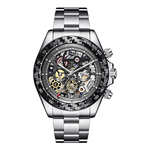 HANBORO Herren-Armbanduhr, automatisch, Skelett, mechanische Kohlefaser, mit Edelstahl-Armband, 88879, silber, Freizeit, Bewegung HANBORO Herren-Armbanduhr, automatisch, Skelett, mechanische Kohlefaser, mit Edelstahl-Armband, 88879, silber, Freizeit, Bewegung von HANBORO