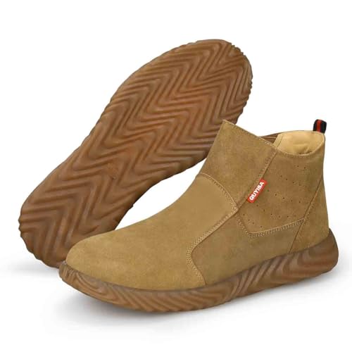 HANCHE Sicherheitsschuhe Aus Wildleder, Verbrühungsschutzschuhe for Schweißer, Stoß- Und Durchstichfeste Schuhe Mit Stahlkappe, Verschleißfeste Und rutschfeste Arbeitsversicherungsschuhe(EU 37) von HANCHE