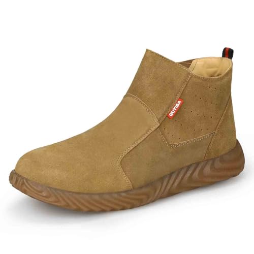 HANCHE Sicherheitsschuhe Aus Wildleder, Verbrühungsschutzschuhe for Schweißer, Stoß- Und Durchstichfeste Schuhe Mit Stahlkappe, Verschleißfeste Und rutschfeste Arbeitsversicherungsschuhe(EU 38) von HANCHE