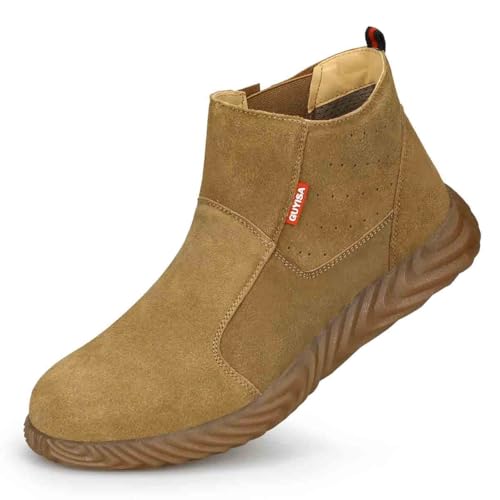 HANCHE Sicherheitsschuhe Aus Wildleder, Verbrühungsschutzschuhe for Schweißer, Stoß- Und Durchstichfeste Schuhe Mit Stahlkappe, Verschleißfeste Und rutschfeste Arbeitsversicherungsschuhe(EU 41) von HANCHE