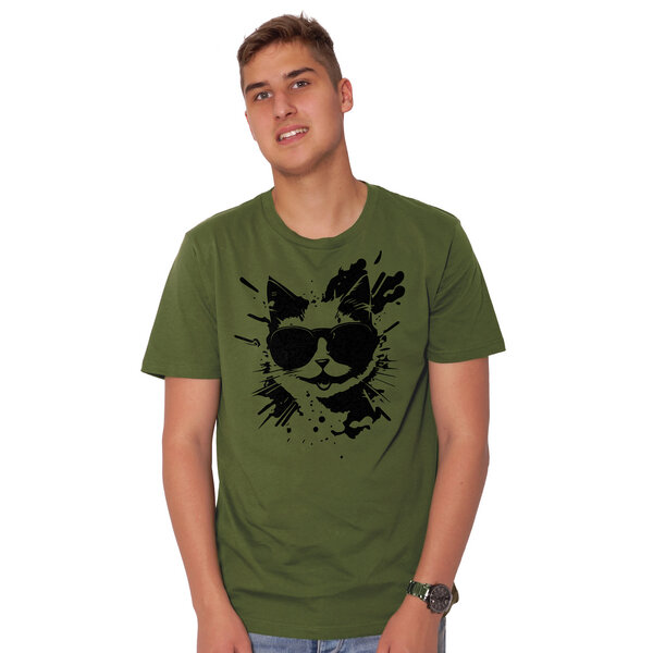 HANDGEDRUCKT "Cool Cat" Männer T-Shirt von EarthPositive von HANDGEDRUCKT
