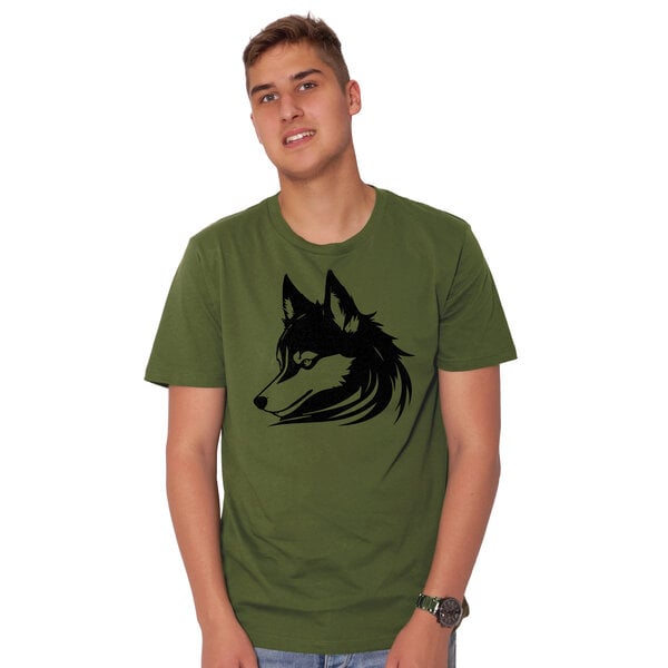 HANDGEDRUCKT "Wolf" Männer T-Shirt von EarthPositive von HANDGEDRUCKT