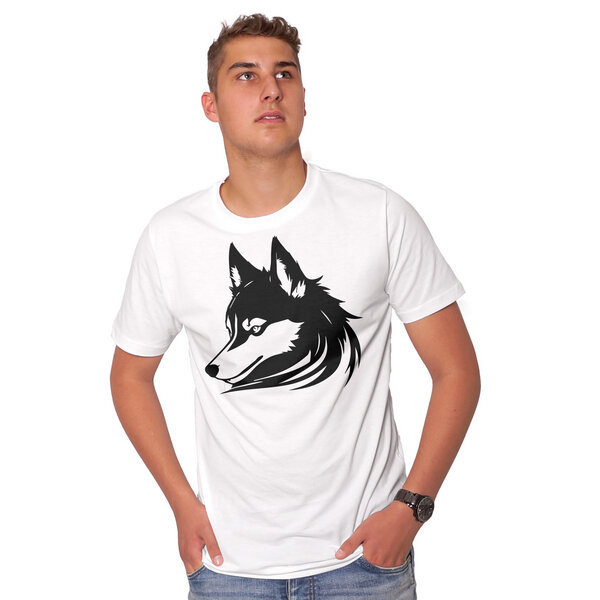 HANDGEDRUCKT "Wolf" Männer T-Shirt von EarthPositive von HANDGEDRUCKT