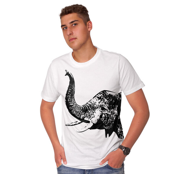 HANDGEDRUCKT "Elefant" Herren T-Shirt von HANDGEDRUCKT