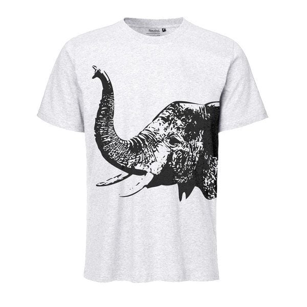 HANDGEDRUCKT "Elefant" Unisex T-Shirt auf reiner Baumwolle (kbA) von HANDGEDRUCKT