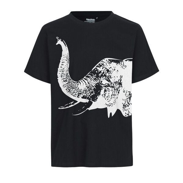 HANDGEDRUCKT "Elefant" Unisex T-Shirt auf reiner Baumwolle (kbA) von HANDGEDRUCKT