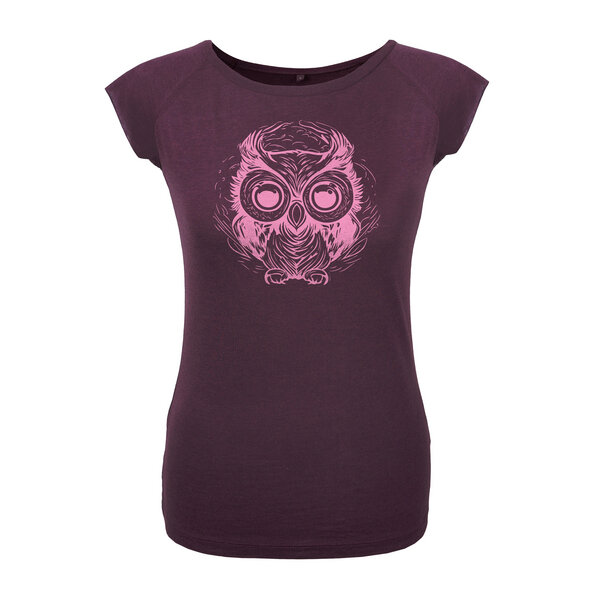 HANDGEDRUCKT "Eule" Bamboo Frauen T-Shirt von HANDGEDRUCKT