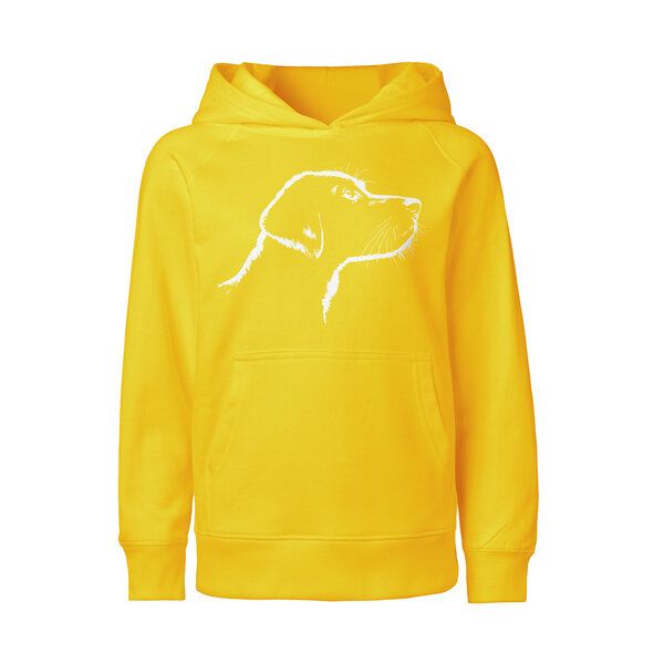 HANDGEDRUCKT "Fellnase" Kinder-Hoody aus reiner Biobauwolle (kbA) Hund von HANDGEDRUCKT