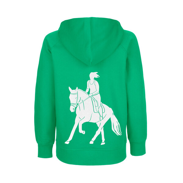 HANDGEDRUCKT "Galopp" Kinder Hoody aus reiner Biobaumwolle (kbA) Pferd von HANDGEDRUCKT