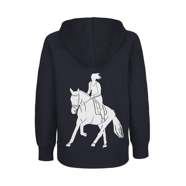 HANDGEDRUCKT "Galopp" Kinder Hoody aus reiner Biobaumwolle (kbA) Pferd von HANDGEDRUCKT