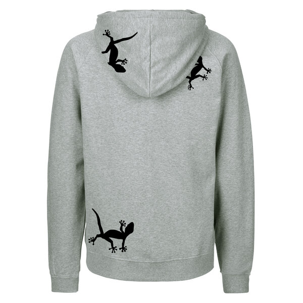 HANDGEDRUCKT "Geckos" Männer Zip-HOODY aus reiner Biobaumwolle (kbA) von HANDGEDRUCKT