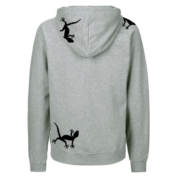 HANDGEDRUCKT "Geckos" Männer Zip-HOODY aus reiner Biobaumwolle (kbA) von HANDGEDRUCKT