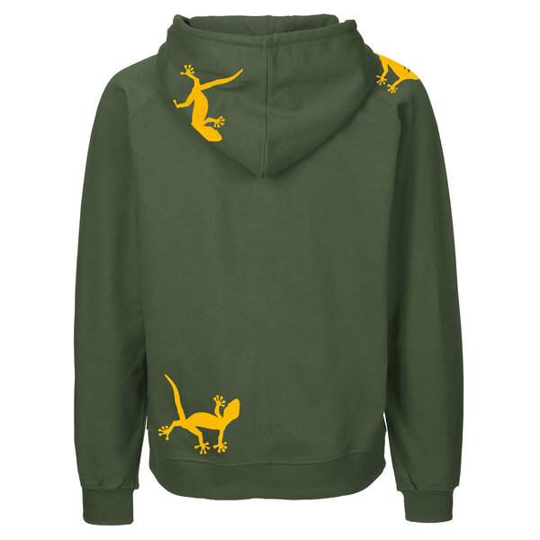 HANDGEDRUCKT "Geckos" Männer Zip-HOODY aus reiner Biobaumwolle (kbA) von HANDGEDRUCKT