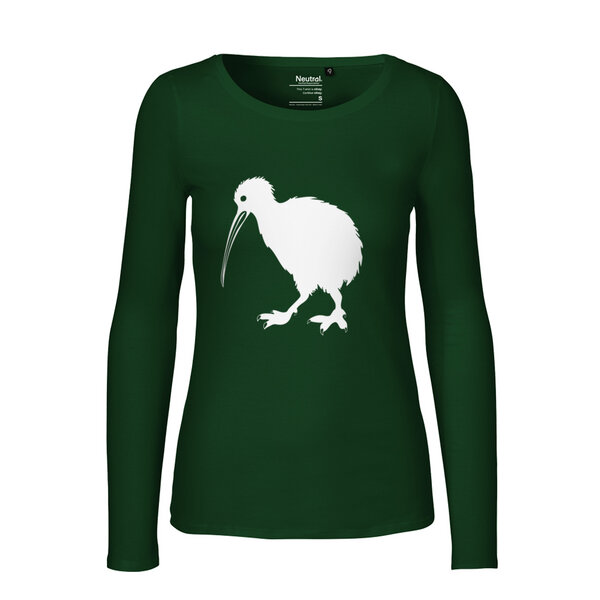 HANDGEDRUCKT "Kiwi" Frauen Longsleeve aus reiner Biobaumwolle (kbA) von HANDGEDRUCKT