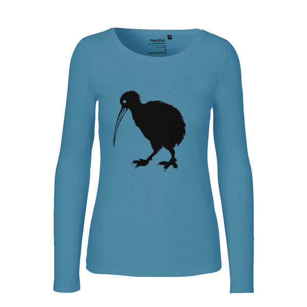 HANDGEDRUCKT "Kiwi" Frauen Longsleeve aus reiner Biobaumwolle (kbA) von HANDGEDRUCKT