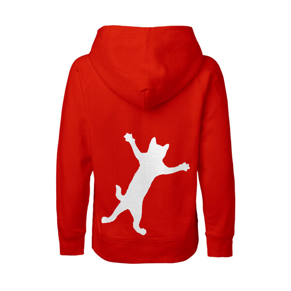 HANDGEDRUCKT "Klammerkatze" Kinder Hoody aus reiner Biobaumwolle (kbA) von HANDGEDRUCKT