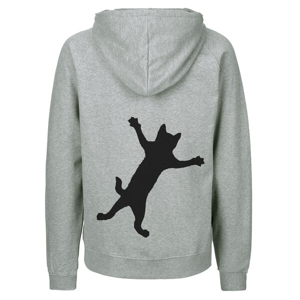 HANDGEDRUCKT "Klammerkatze" Männer Zip Hoody aus reiner Biobaumwolle (kbA) von HANDGEDRUCKT