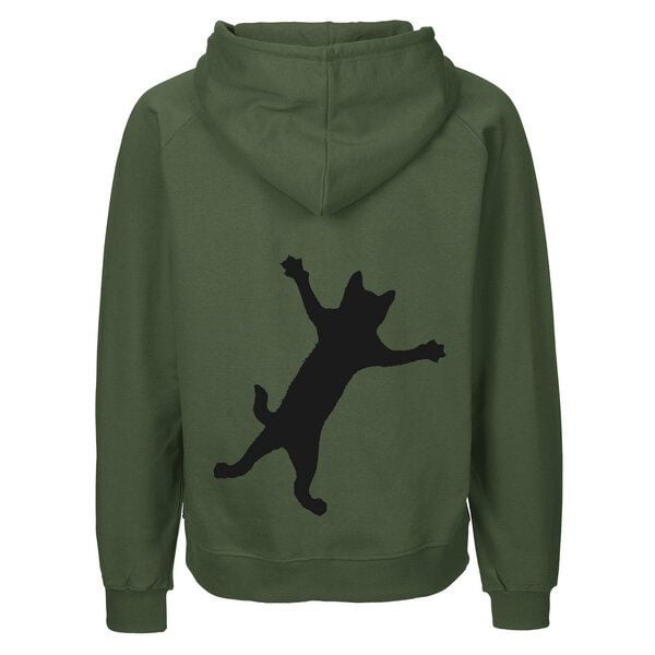 HANDGEDRUCKT "Klammerkatze" Männer Zip Hoody aus reiner Biobaumwolle (kbA) von HANDGEDRUCKT