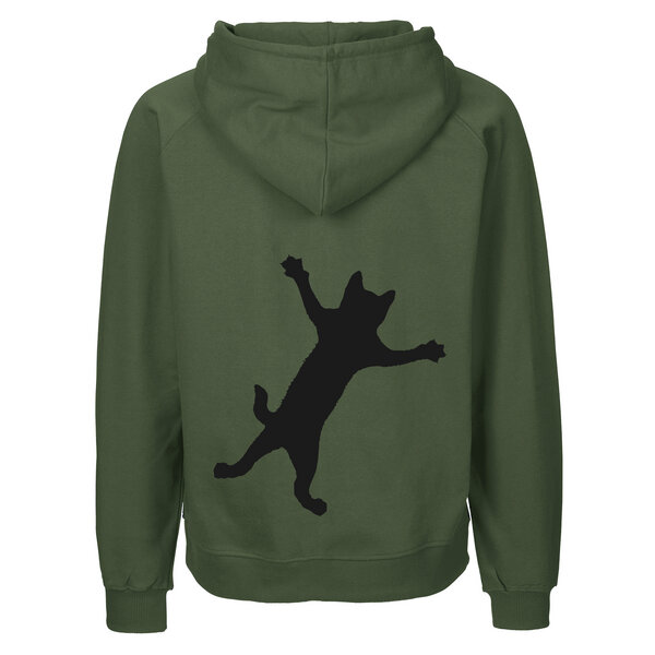 HANDGEDRUCKT "Klammerkatze" Männer Zip Hoody aus reiner Biobaumwolle (kbA) von HANDGEDRUCKT