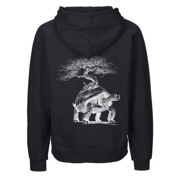 HANDGEDRUCKT "Lange Reise" Männer Zip-HOODY aus reiner Biobaumwolle (kbA) von HANDGEDRUCKT