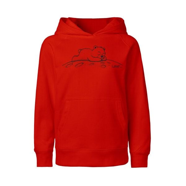 HANDGEDRUCKT "Later" Kinder-Hoody aus reiner Biobauwolle (kbA) Bär von HANDGEDRUCKT