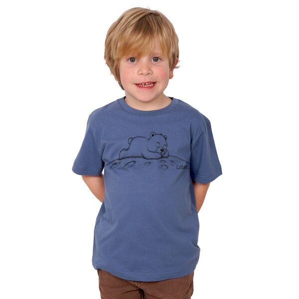 HANDGEDRUCKT "Later" Kinder T-Shirt aus Biobaumwolle (kbA) Bär von HANDGEDRUCKT
