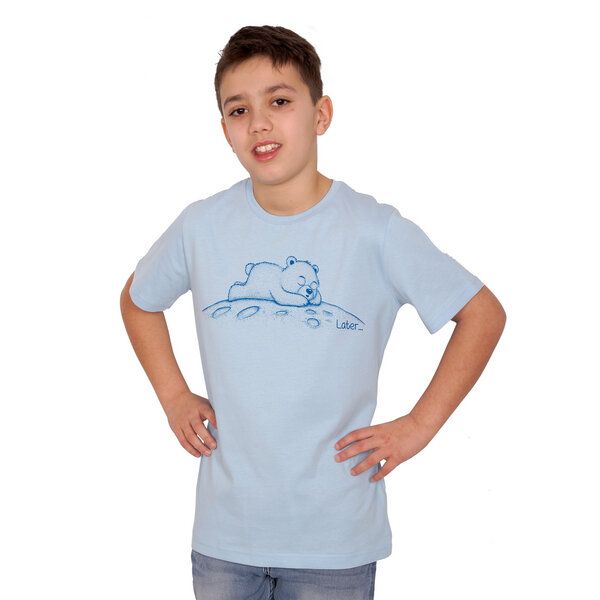 HANDGEDRUCKT "Later" Kinder T-Shirt aus Biobaumwolle (kbA) Bär von HANDGEDRUCKT