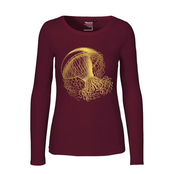 HANDGEDRUCKT "Medusa" Frauen Longsleeve aus reiner Biobaumwolle (kbA) von HANDGEDRUCKT