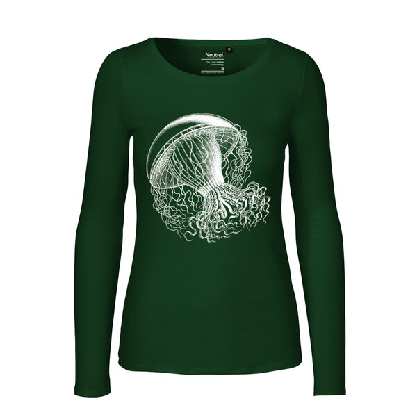 HANDGEDRUCKT "Medusa" Frauen Longsleeve aus reiner Biobaumwolle (kbA) von HANDGEDRUCKT