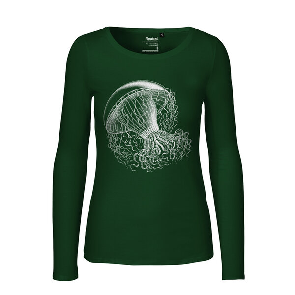 HANDGEDRUCKT "Medusa" Frauen Longsleeve aus reiner Biobaumwolle (kbA) von HANDGEDRUCKT