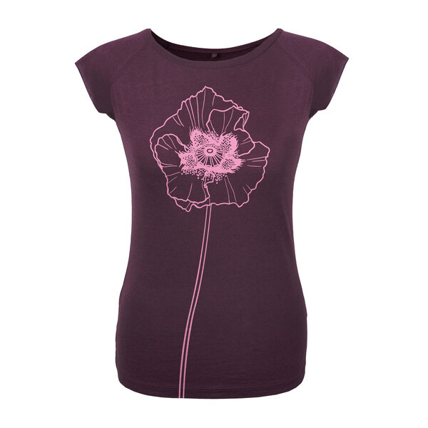 HANDGEDRUCKT "Mohnblume" Bamboo Frauen T-Shirt von HANDGEDRUCKT