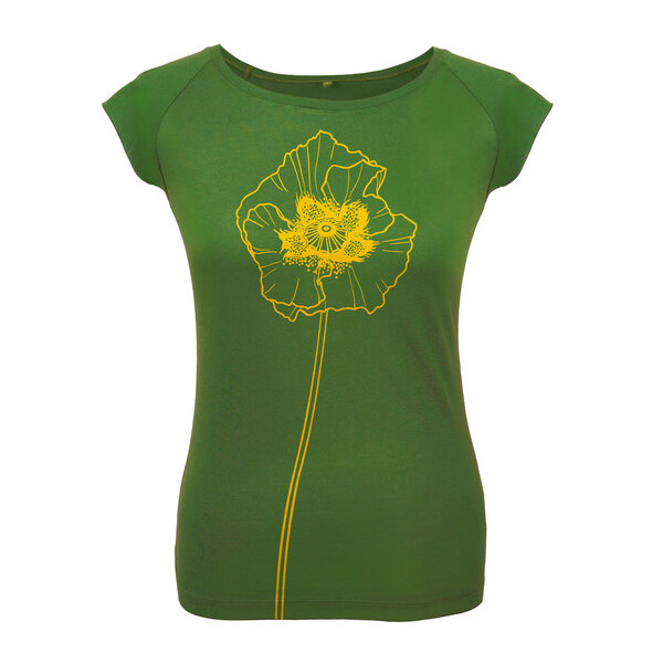 HANDGEDRUCKT "Mohnblume" Bamboo Frauen T-Shirt von HANDGEDRUCKT