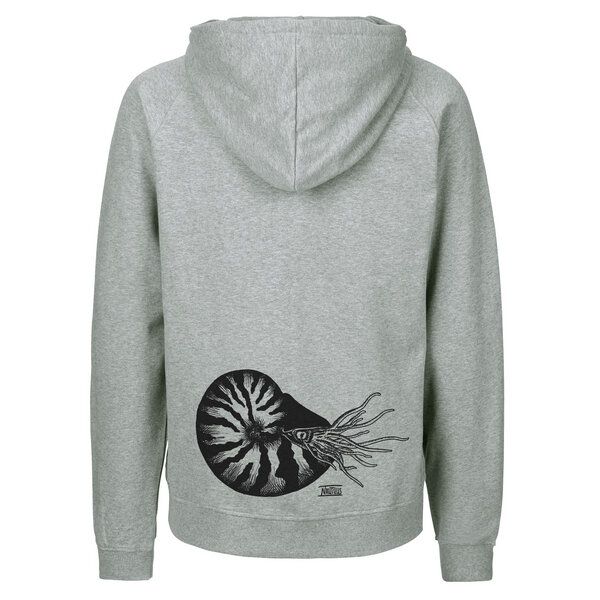 HANDGEDRUCKT "Nautilus" Männer Zip Hoody aus reiner Biobaumwolle (kbA) von HANDGEDRUCKT