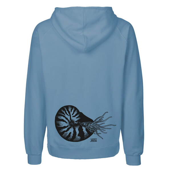 HANDGEDRUCKT "Nautilus" Männer Zip Hoody aus reiner Biobaumwolle (kbA) von HANDGEDRUCKT