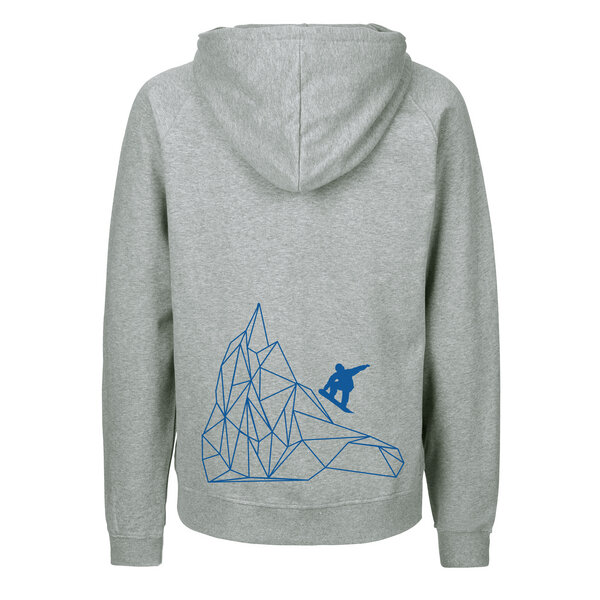 HANDGEDRUCKT "Origamipiste" Männer Zip Hoody aus reiner Biobaumwolle (kbA) von HANDGEDRUCKT