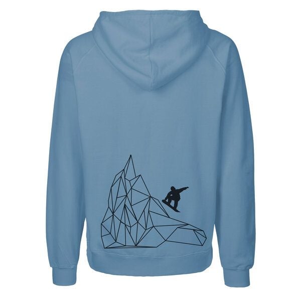 HANDGEDRUCKT "Origamipiste" Männer Zip Hoody aus reiner Biobaumwolle (kbA) von HANDGEDRUCKT