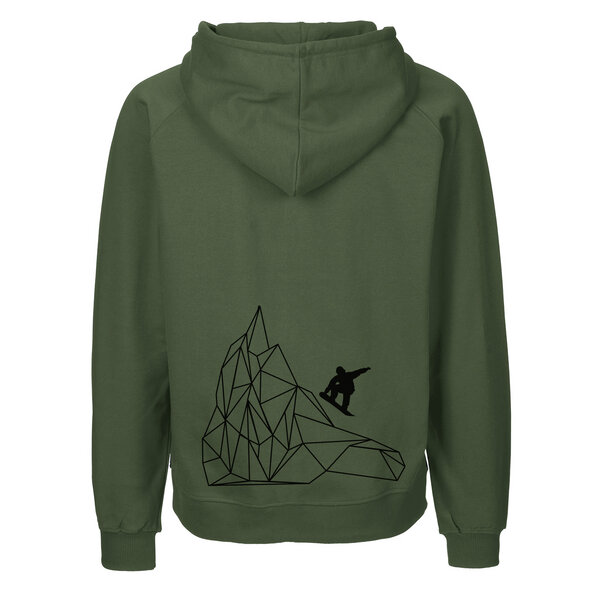 HANDGEDRUCKT "Origamipiste" Männer Zip Hoody aus reiner Biobaumwolle (kbA) von HANDGEDRUCKT