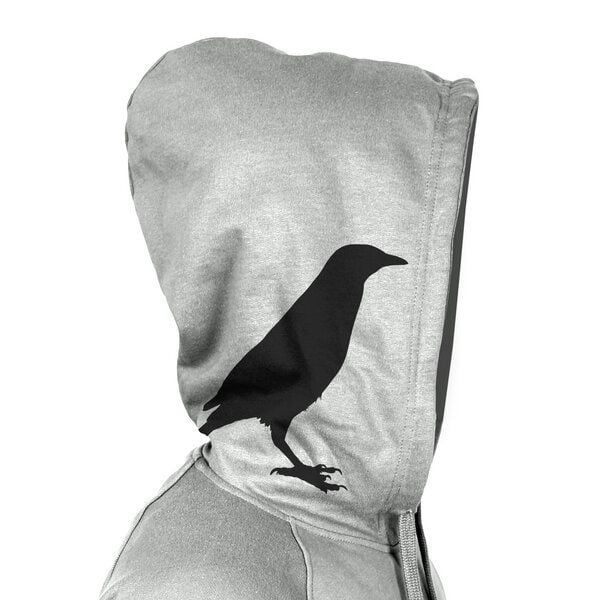 HANDGEDRUCKT "Rabenflüsterer" Männer Zip Hoody aus reiner Biobaumwolle (kbA) von HANDGEDRUCKT