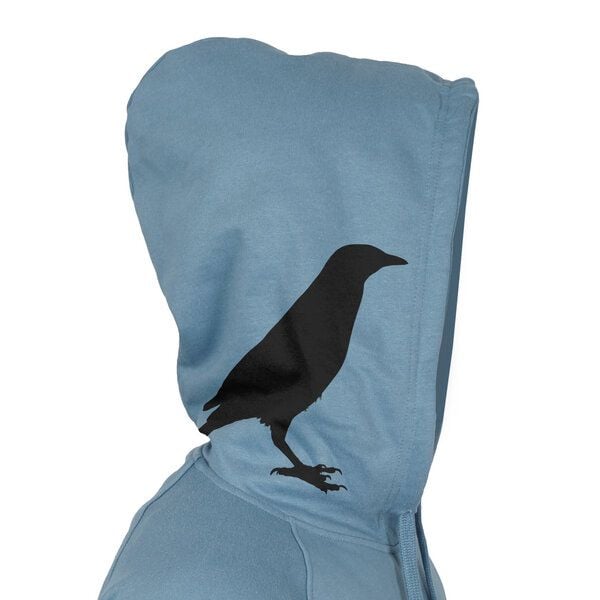 HANDGEDRUCKT "Rabenflüsterer" Männer Zip Hoody aus reiner Biobaumwolle (kbA) von HANDGEDRUCKT