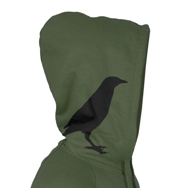 HANDGEDRUCKT "Rabenflüsterer" Männer Zip Hoody aus reiner Biobaumwolle (kbA) von HANDGEDRUCKT