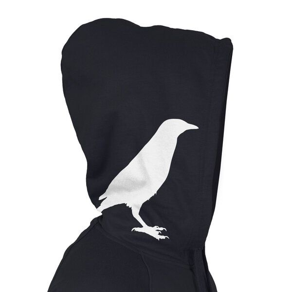 HANDGEDRUCKT "Rabenflüsterer" Männer Zip Hoody aus reiner Biobaumwolle (kbA) von HANDGEDRUCKT