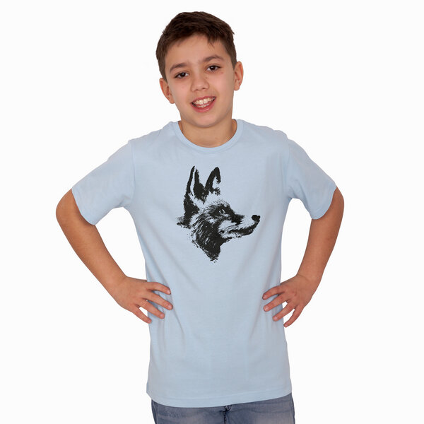 HANDGEDRUCKT "Reineke Fuchs" Kinder-T-Shirt reine Biobaumwolle (kbA) von HANDGEDRUCKT