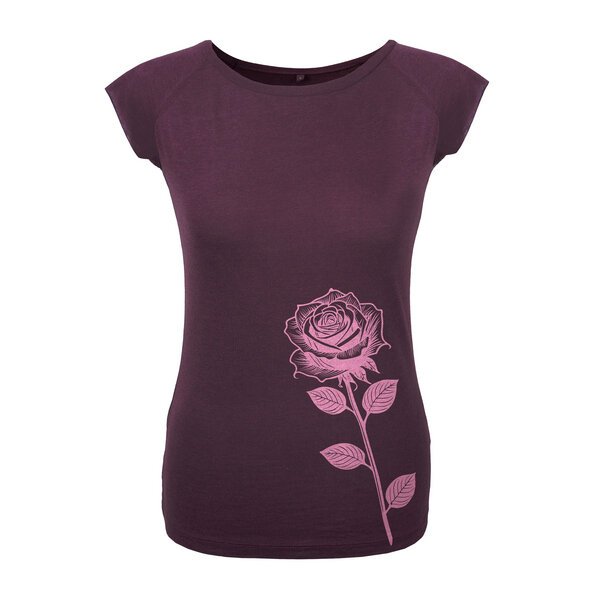 HANDGEDRUCKT "Rose" Bamboo Frauen T-Shirt von HANDGEDRUCKT