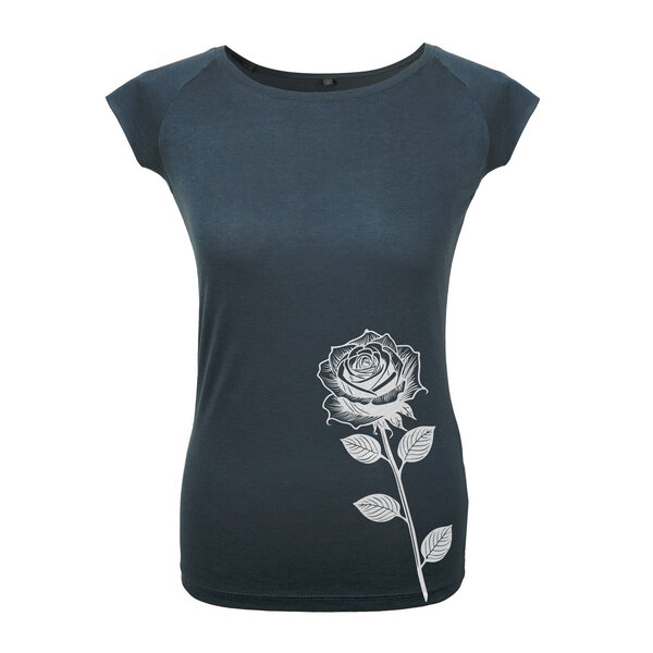 HANDGEDRUCKT "Rose" Bamboo Frauen T-Shirt von HANDGEDRUCKT