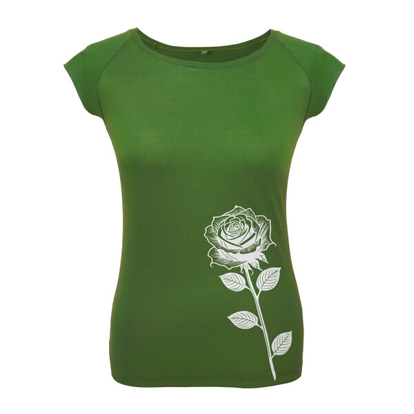 HANDGEDRUCKT "Rose" Bamboo Frauen T-Shirt von HANDGEDRUCKT