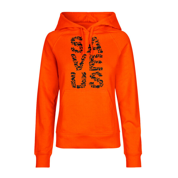 HANDGEDRUCKT "Save us" Frauen HOODY aus reiner Biobaumwolle (kbA) von HANDGEDRUCKT