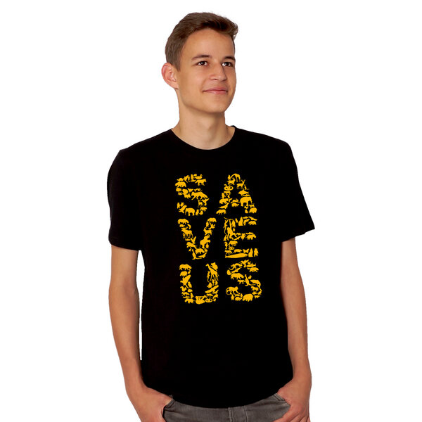 HANDGEDRUCKT "Save us " Männer T-Shirt reine Biobaumwolle (kbA) von HANDGEDRUCKT