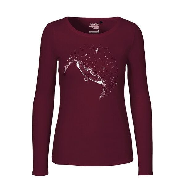 HANDGEDRUCKT "Sternstunde" Frauen Longsleeve aus reiner Biobaumwolle (kbA) von HANDGEDRUCKT